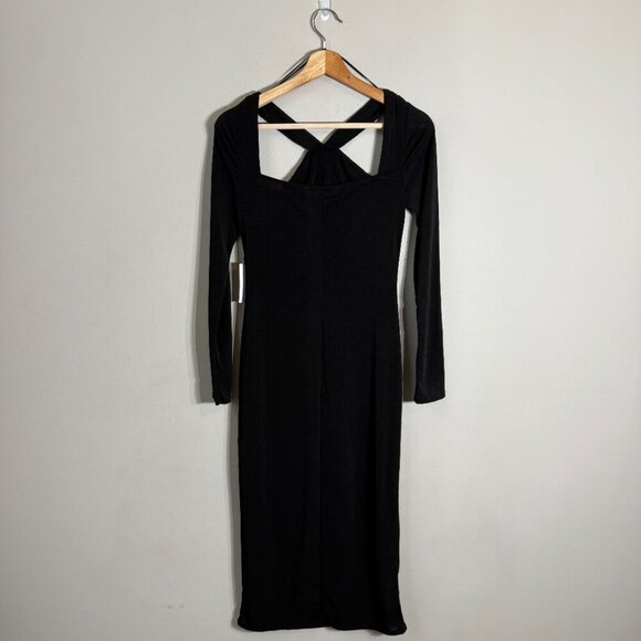 ASTR The Label Long Sleeve Cut Out Bodycon Midi Dress Women's Large Black NWT - Picture 6 of 16